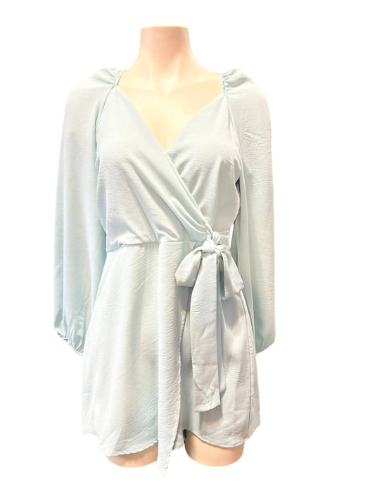 She + Sky - FAUX WRAP ROMPER WITH LONG SLEEVES