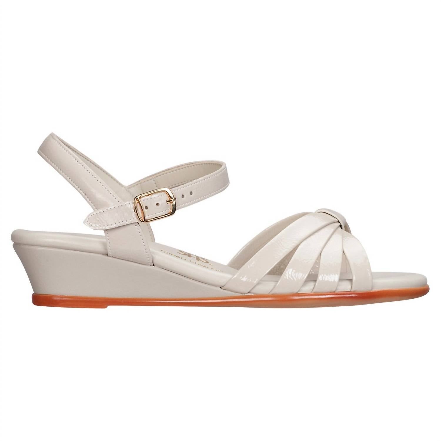 SAS Women's Strippy Quarter Strap Wedge Sandal in bone - women's sandal - detail view