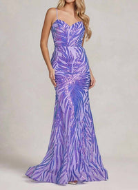 Nox Anabel - Sequin Print Sleeveless Mermaid Gown