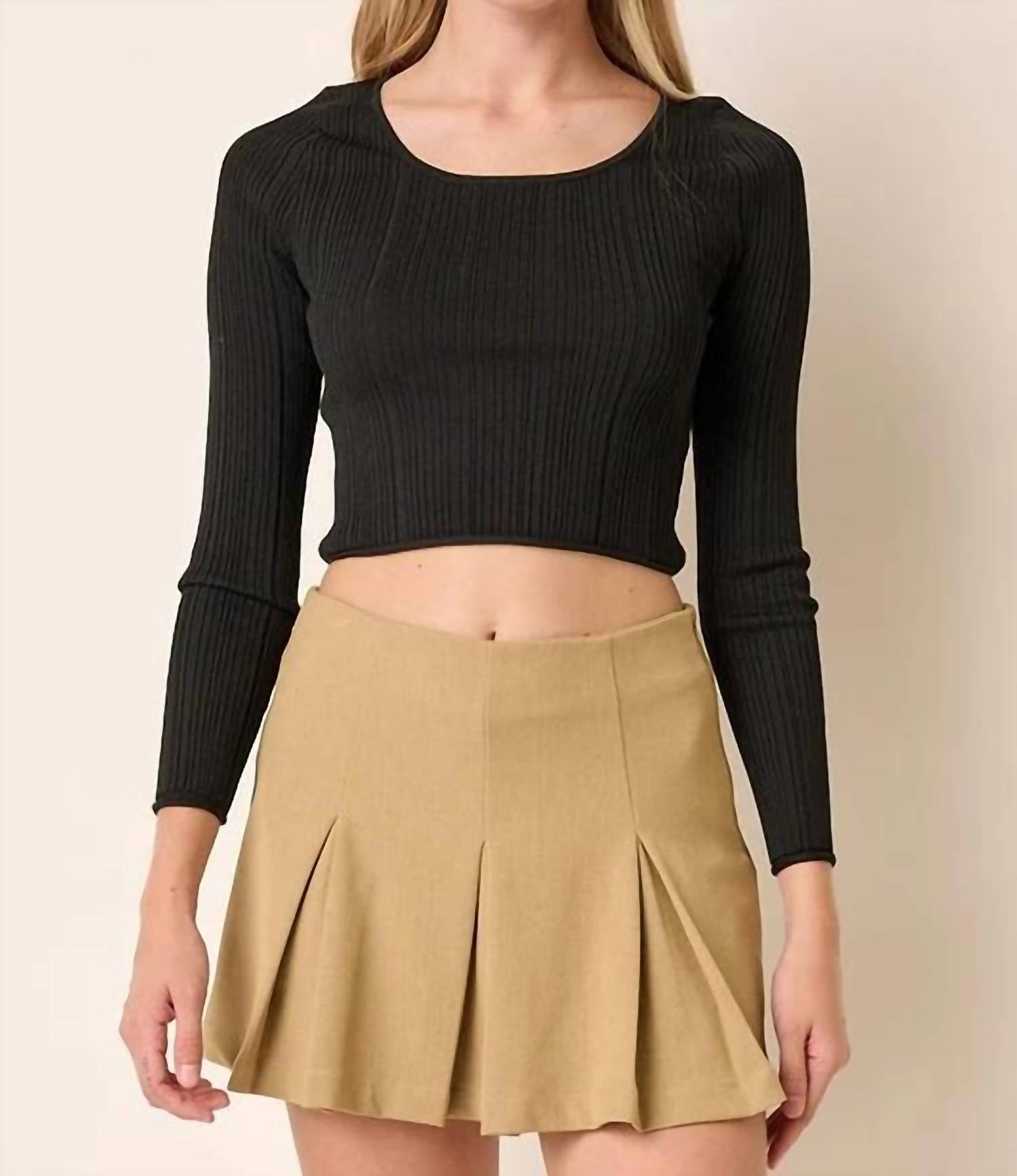 Mittoshop - Scoop Neck Rib Knit Sweater