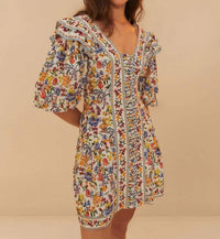 Farm Rio - Puff Sleeves Mini Dress