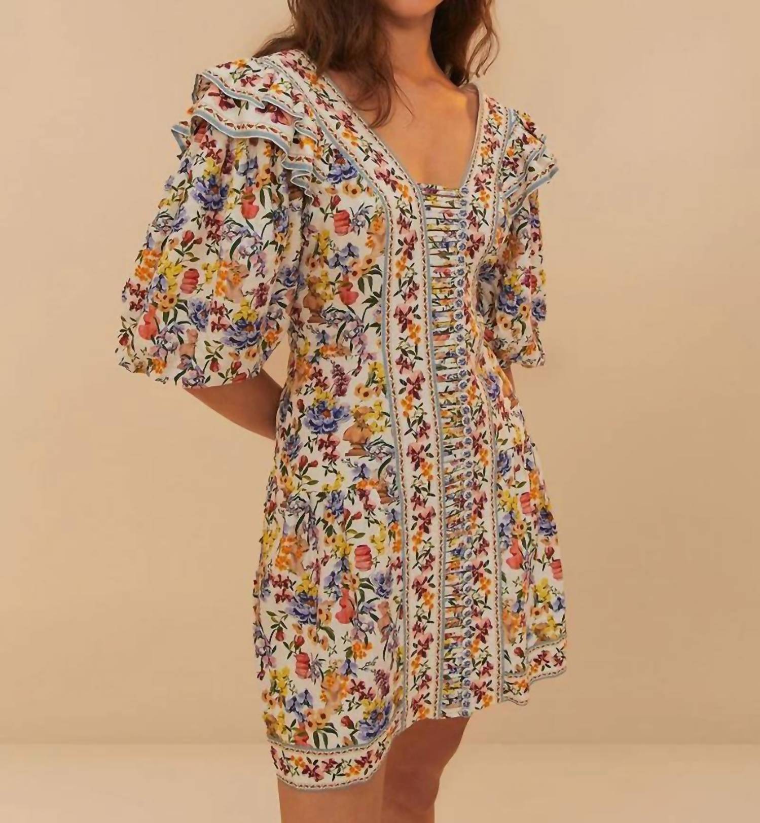 Farm Rio - Puff Sleeves Mini Dress