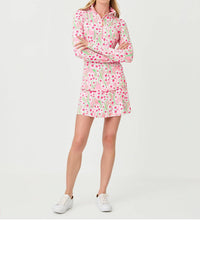 Lilly Pulitzer Justine Half Zip Pullover Sweatshirt in conch shell pink lil sunny daisies - women's top
