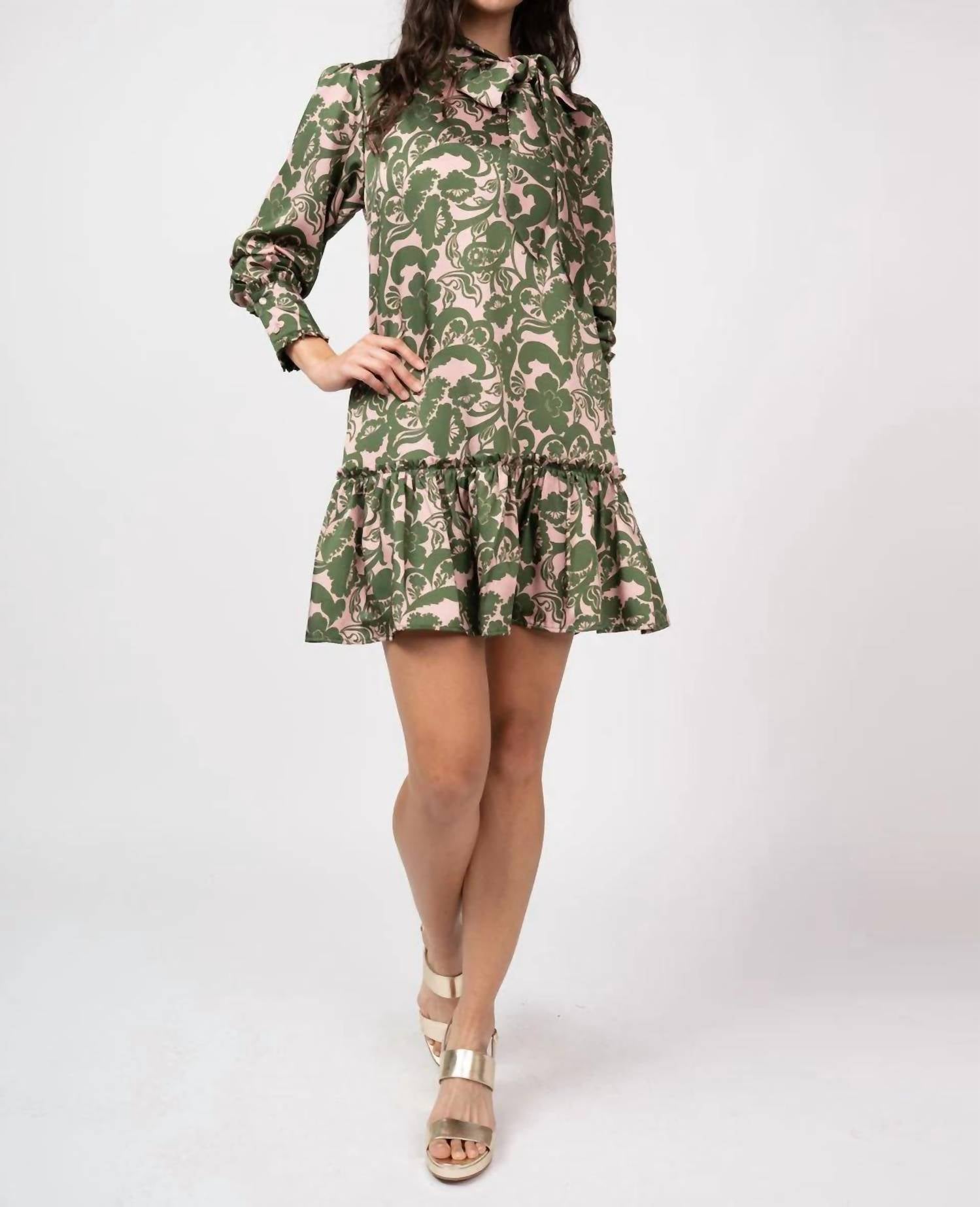 Uncle Frank - Retro Floral Bow-neck Dress