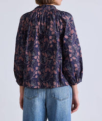 APIECE APART Trinidad Top in camille floral navy 1 - women's blouse - detail view
