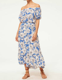 Misa Los Angeles Paola Off The Shoulder Midi Dress in gardenia crinkle - women's dress