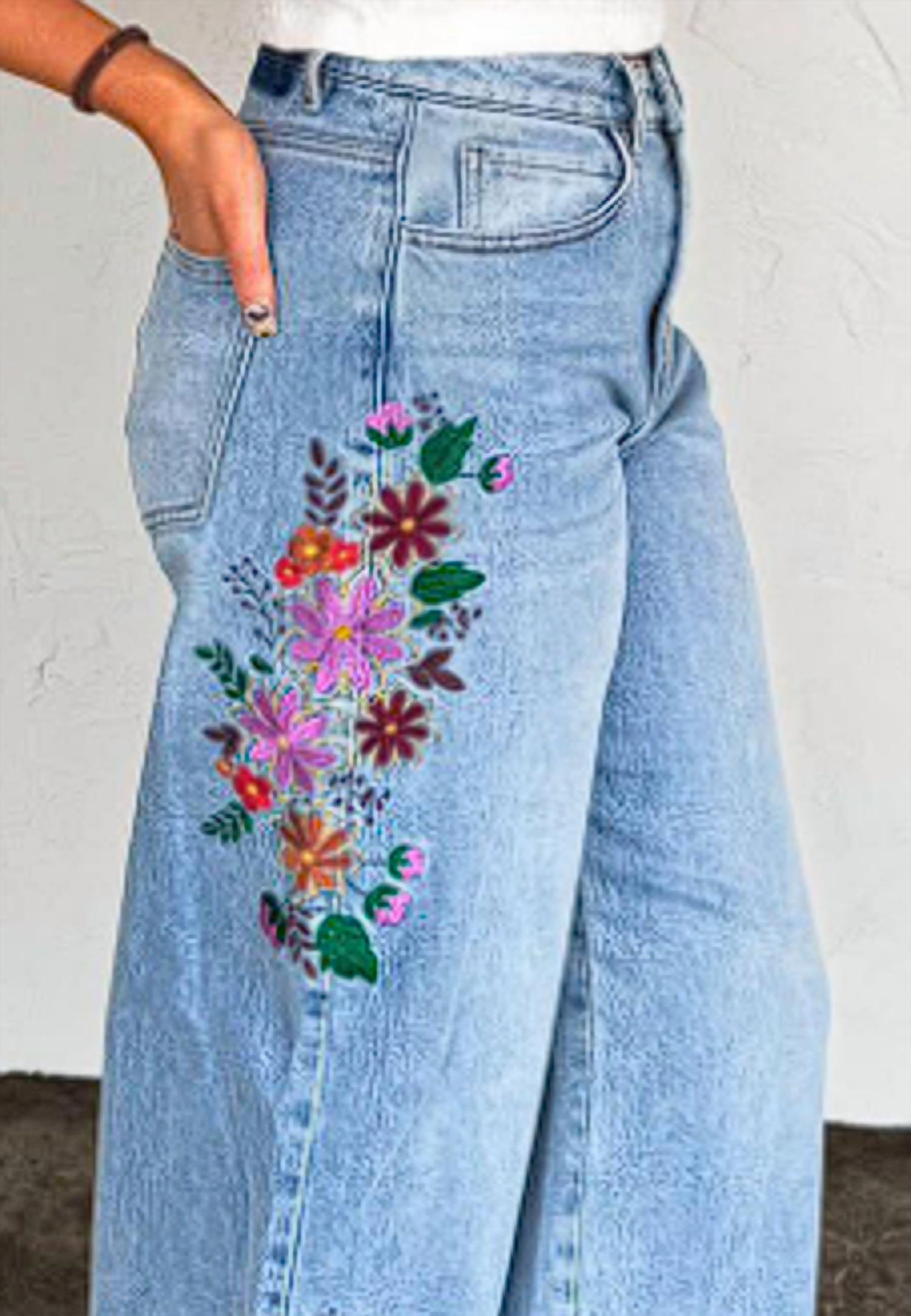 Blakeley - Evie Wide Leg Embroidered Jeans