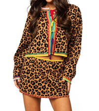QUEEN OF SPARKLES Tie Rhinestone Sweater in leopard multi - women's sweater