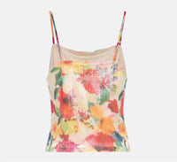 THEO the Label Theia Flower Print Sequin Tank Top in mandarine - women's tank top - alternate view