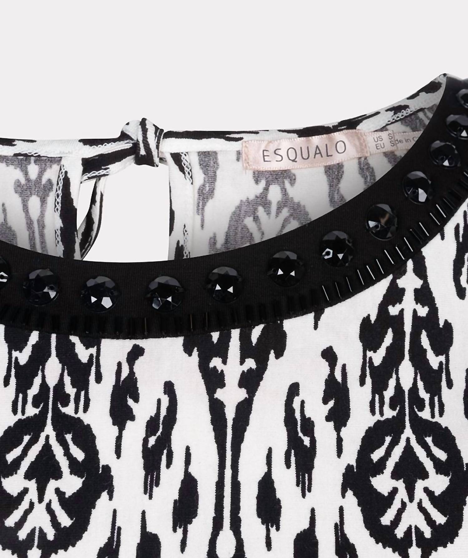 Esqualo - Saga Sleeveless Ikat Print Two Tone Top