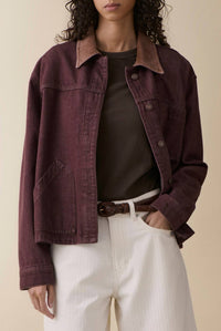 Jeanerica Nua Long Sleeve Denim Jacket in burgundy rinse - women's jacket