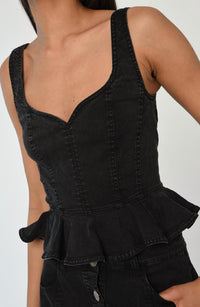 LOVE THE LABEL Romeo Sleeveless Top in midnight denim - women's shirt - view 5