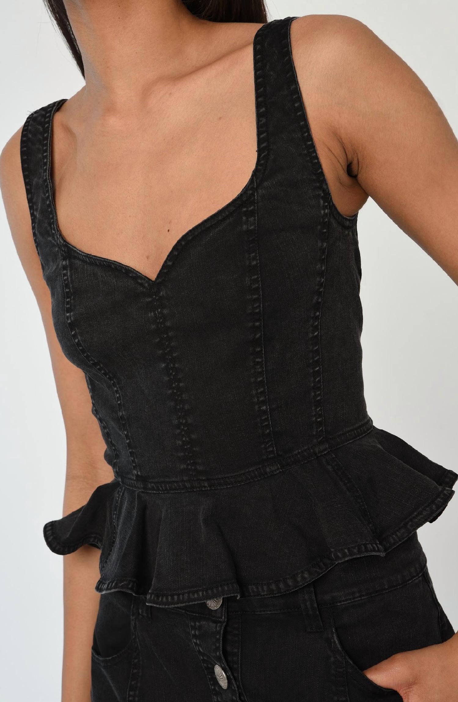 LOVE THE LABEL Romeo Sleeveless Top in midnight denim - women's shirt - view 5