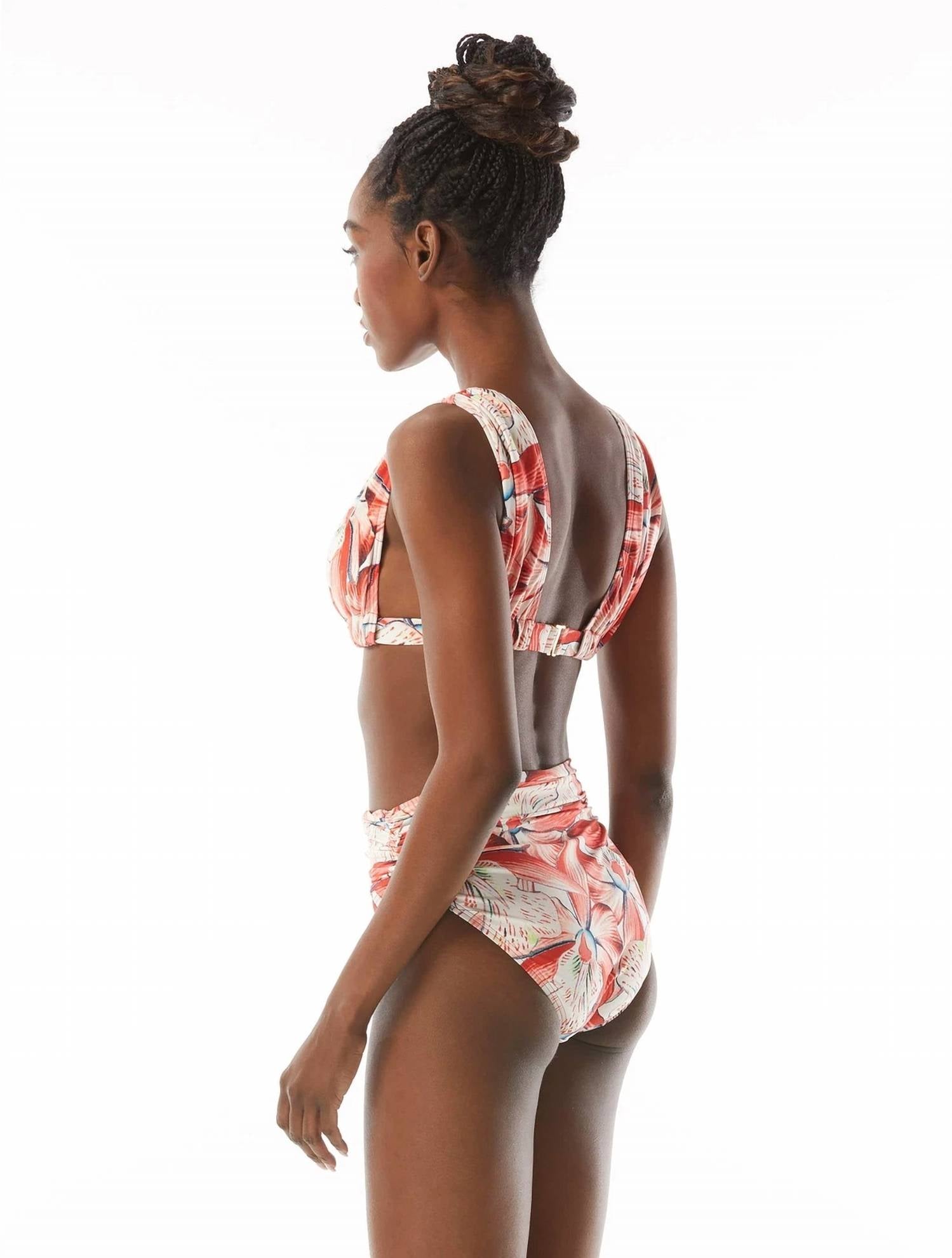 Carmen Marc Valvo - Ruched Swim Floral Bikini Top