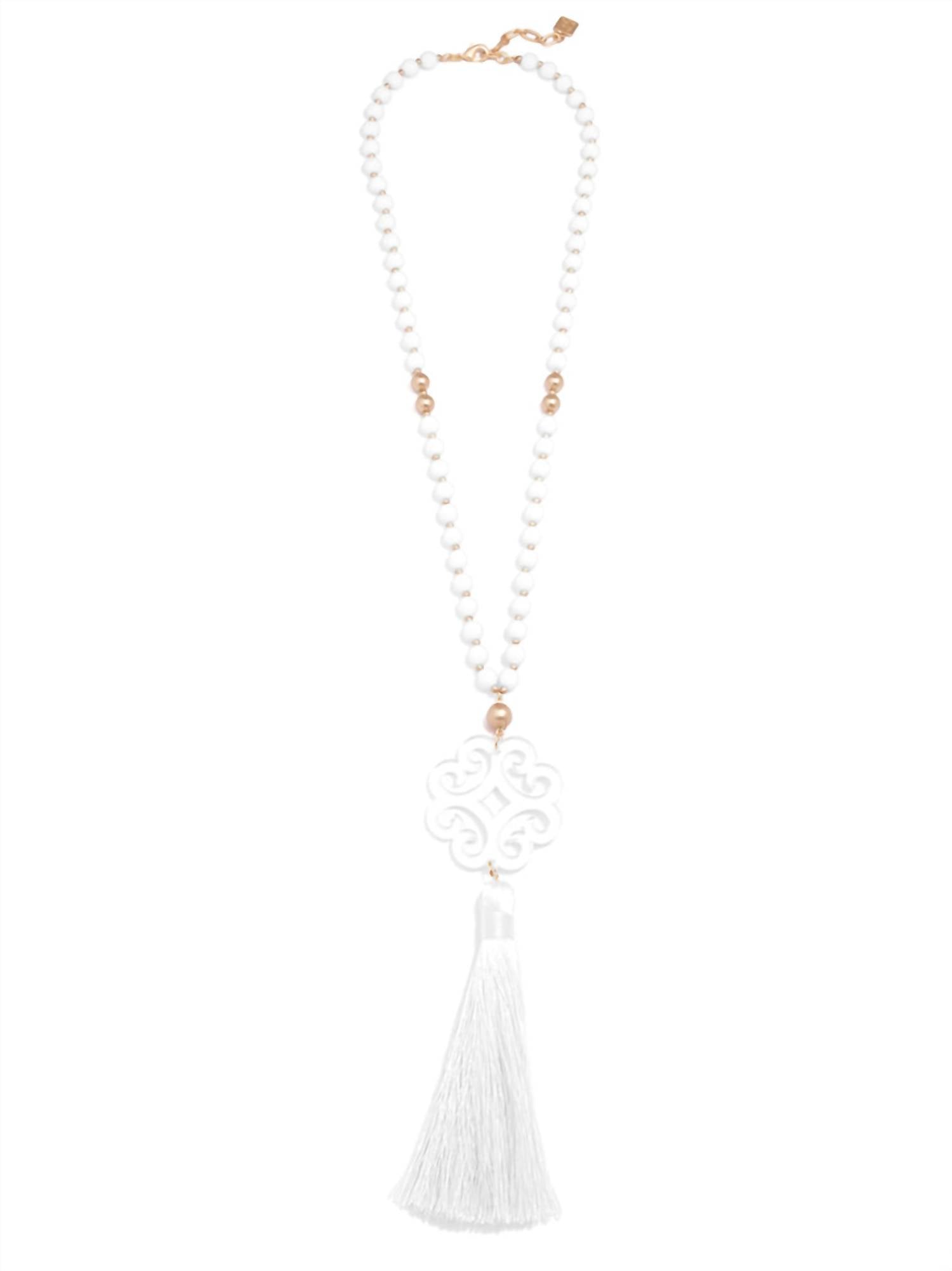 Zenzii - LONG BEADED NECKLACE WITH CIRCULAR WAVE PENDANT