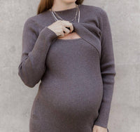 Kindred Bravely 2-in-1 Maternity And Nursing Midi Dress in 1 maternity and nursing midi dress in charcoal - women's dress - view 5