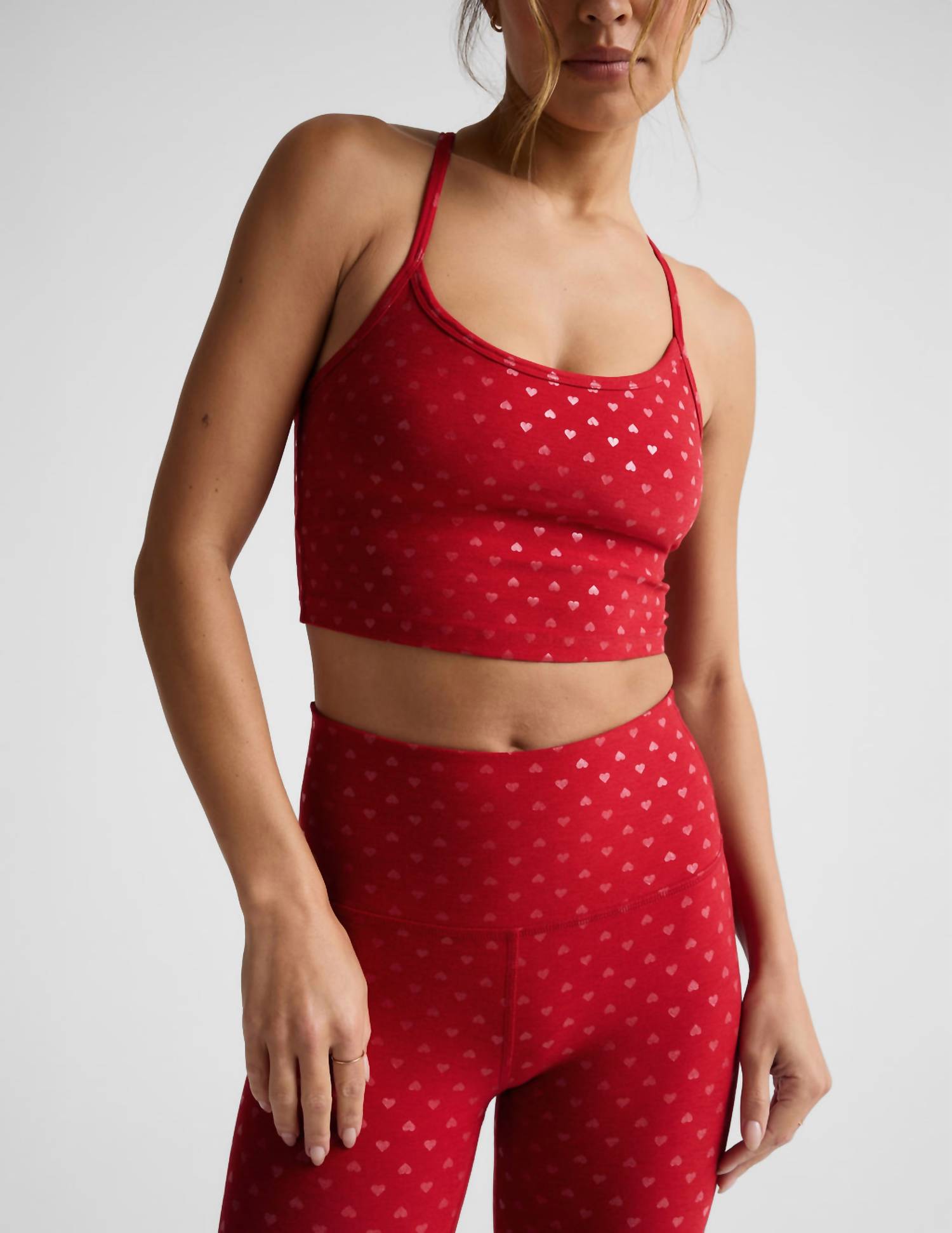 BEYOND YOGA Softshine High Waisted Midi Legging in holly red ditsy hearts - women's pants - alternate view