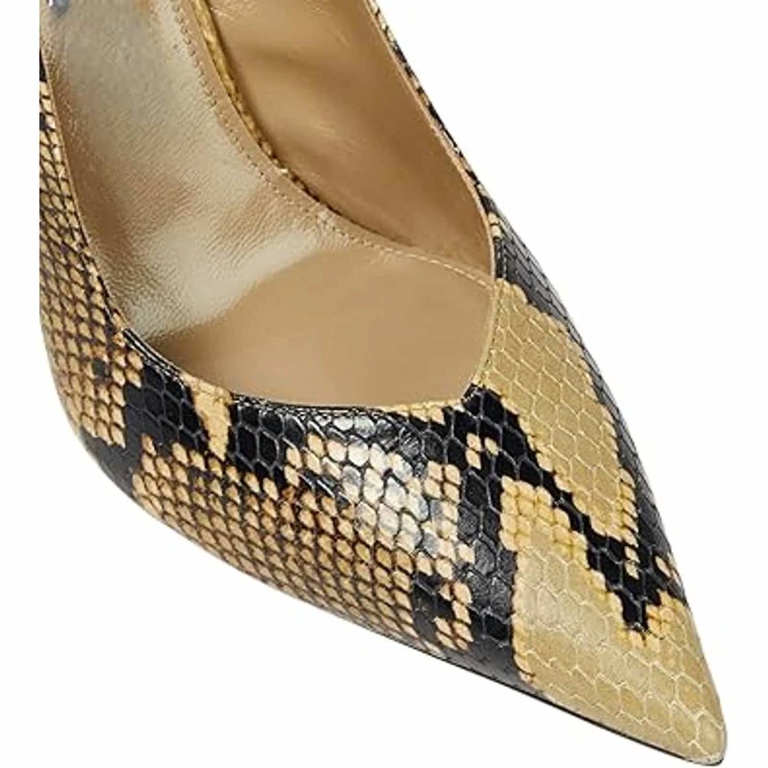 Caglglz - Women's Faux Snake 4.5" Wedge Heel Slingback Shoes