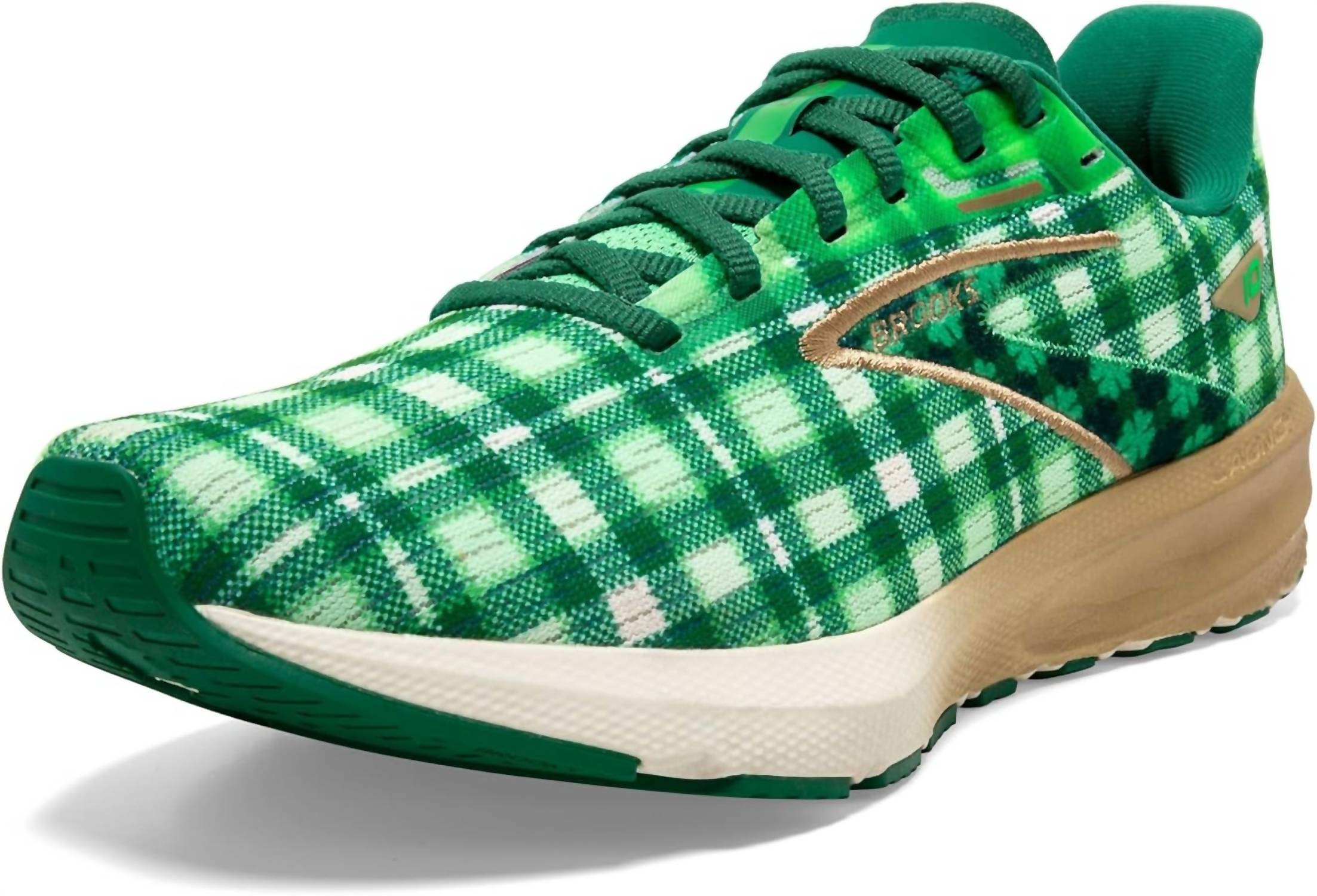 BROOKS Women's Launch 10 Sneaker in toucan verdant vanilla - women's sneaker - detail view