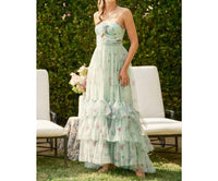 Ina Fashion - Rosette Detail Cut Out Tiered Maxi Dress