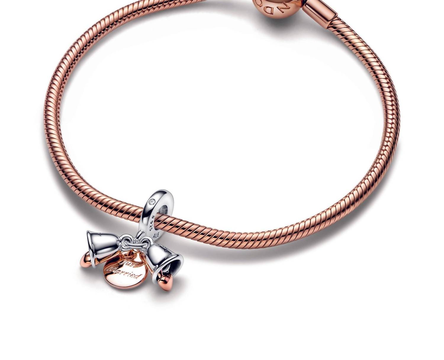 Pandora - Two Tone Wedding Bells Double Dangle Charm
