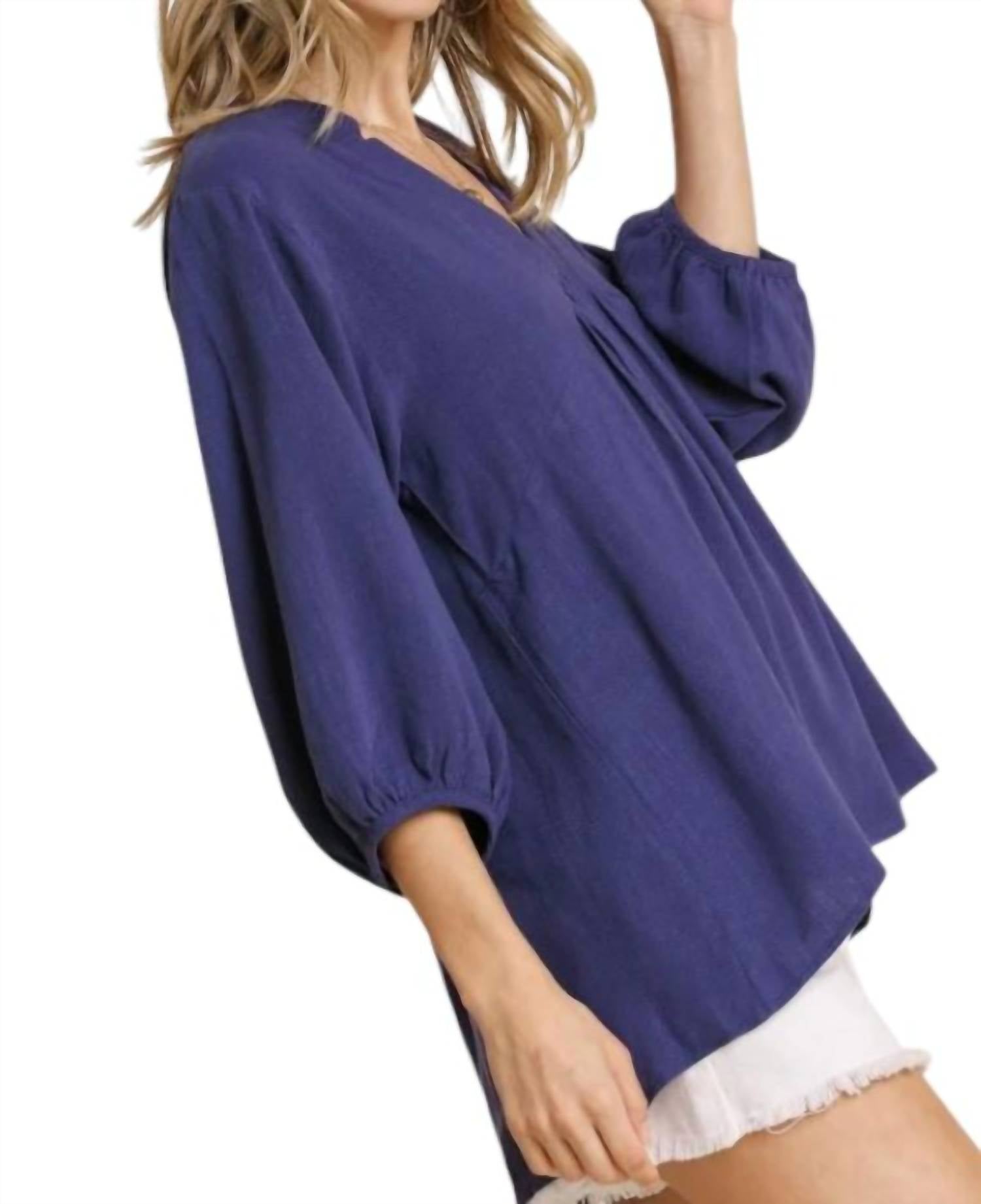 Umgee - V-neck Babydoll Top