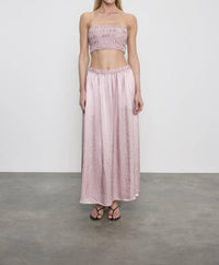 Enza Costa - TEXTURED SATIN SMOCKED TOP