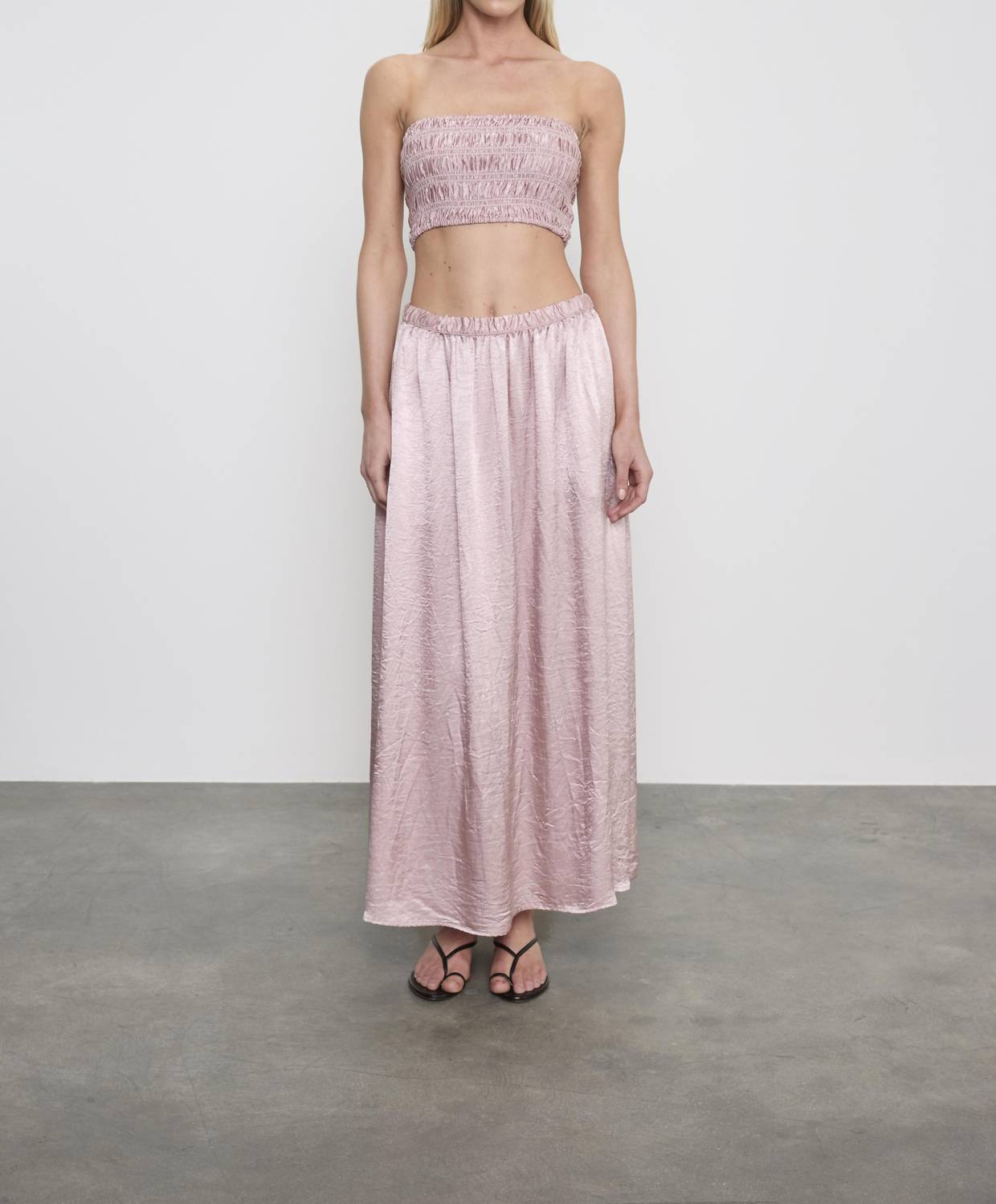 Enza Costa - TEXTURED SATIN SMOCKED TOP