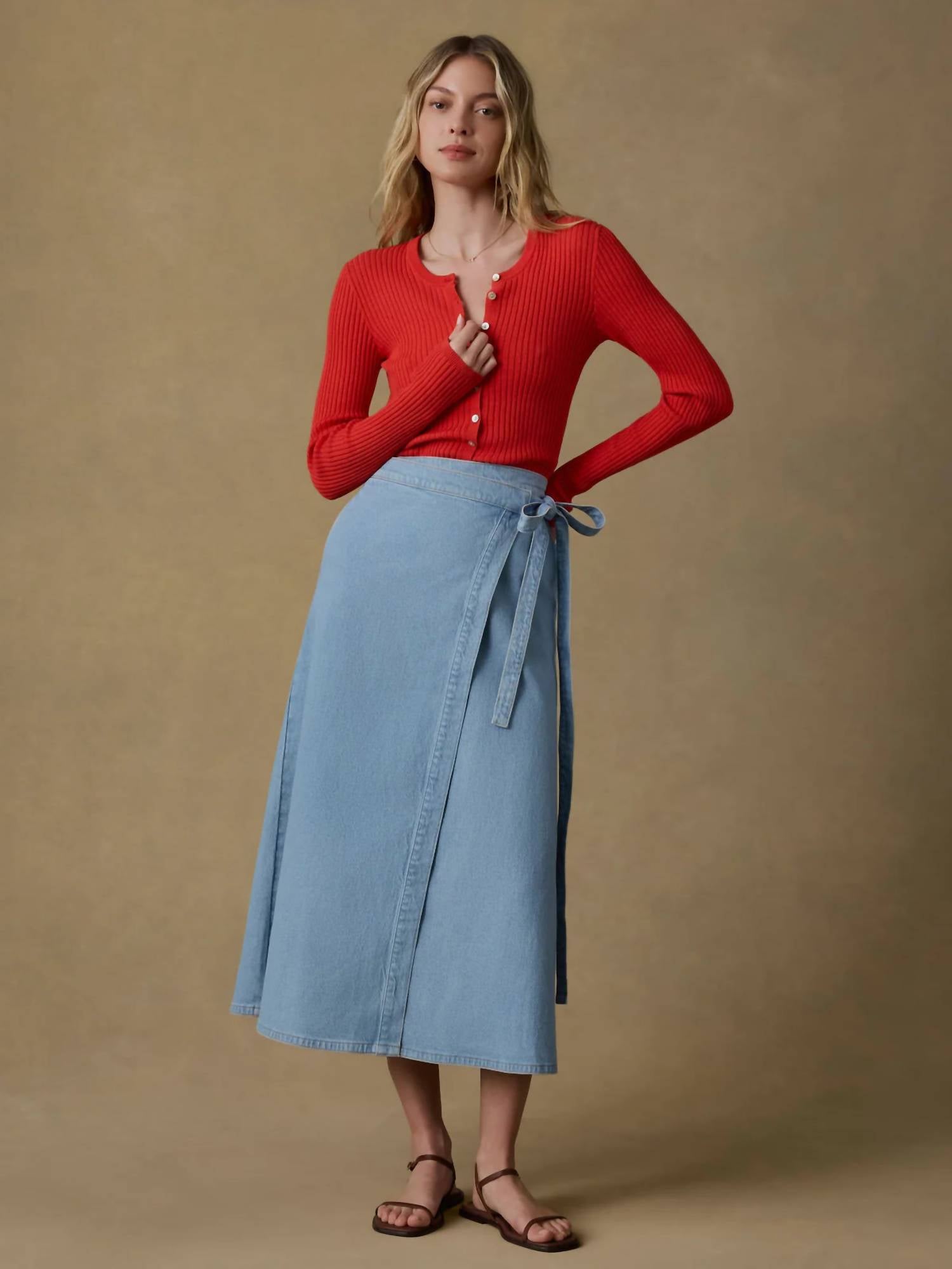 Faherty - Solstice Denim Wrap Skirt