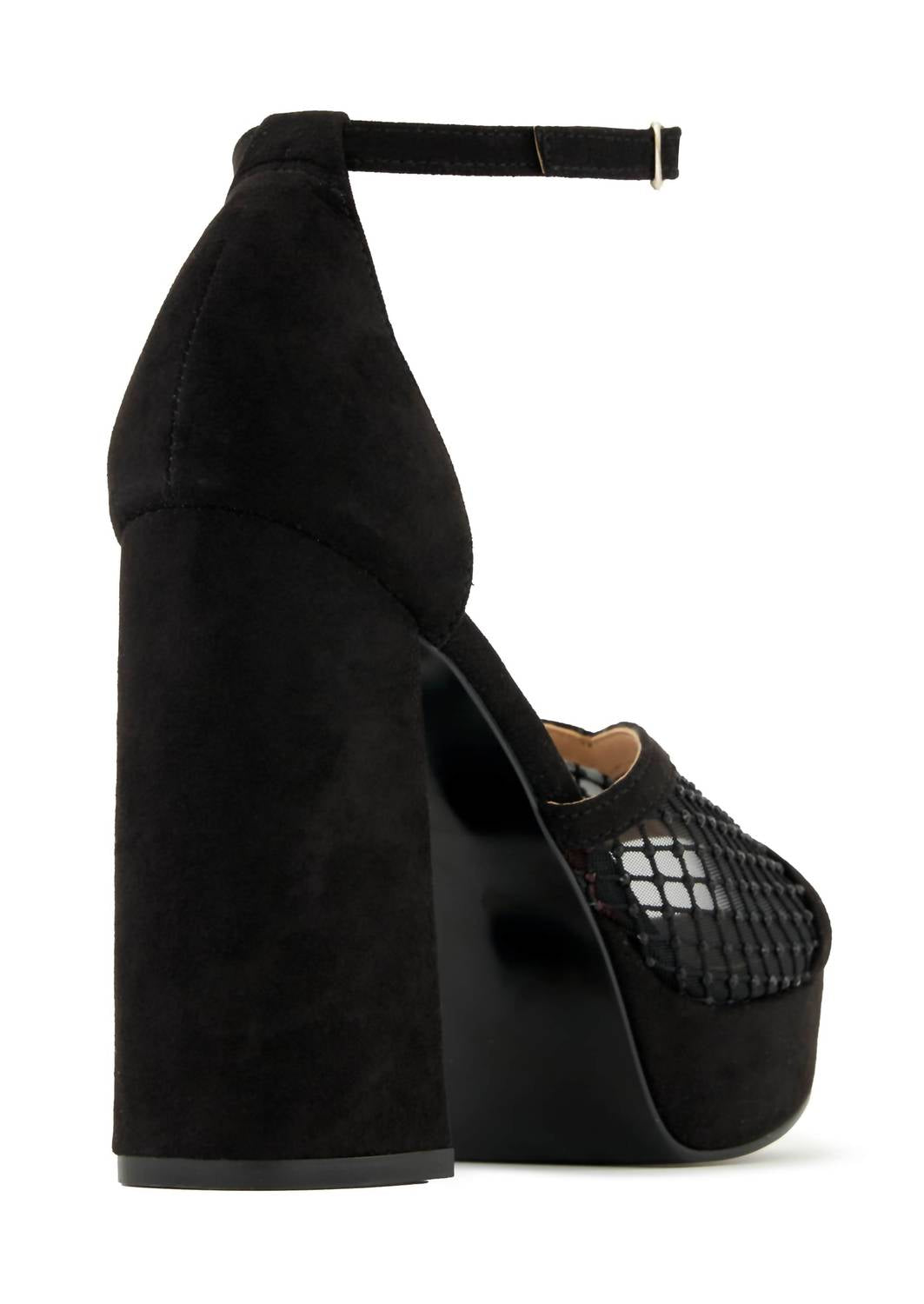Andrea Women's Mesh Block Heel Sandal in black - women's sandal - detail view