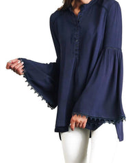 Umgee - Popover Trumpet Sleeve Blouse