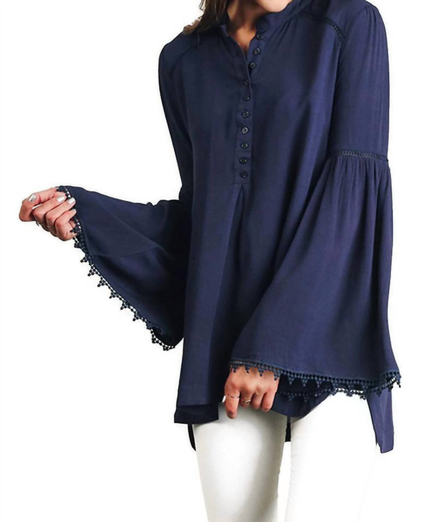 Umgee - Popover Trumpet Sleeve Blouse