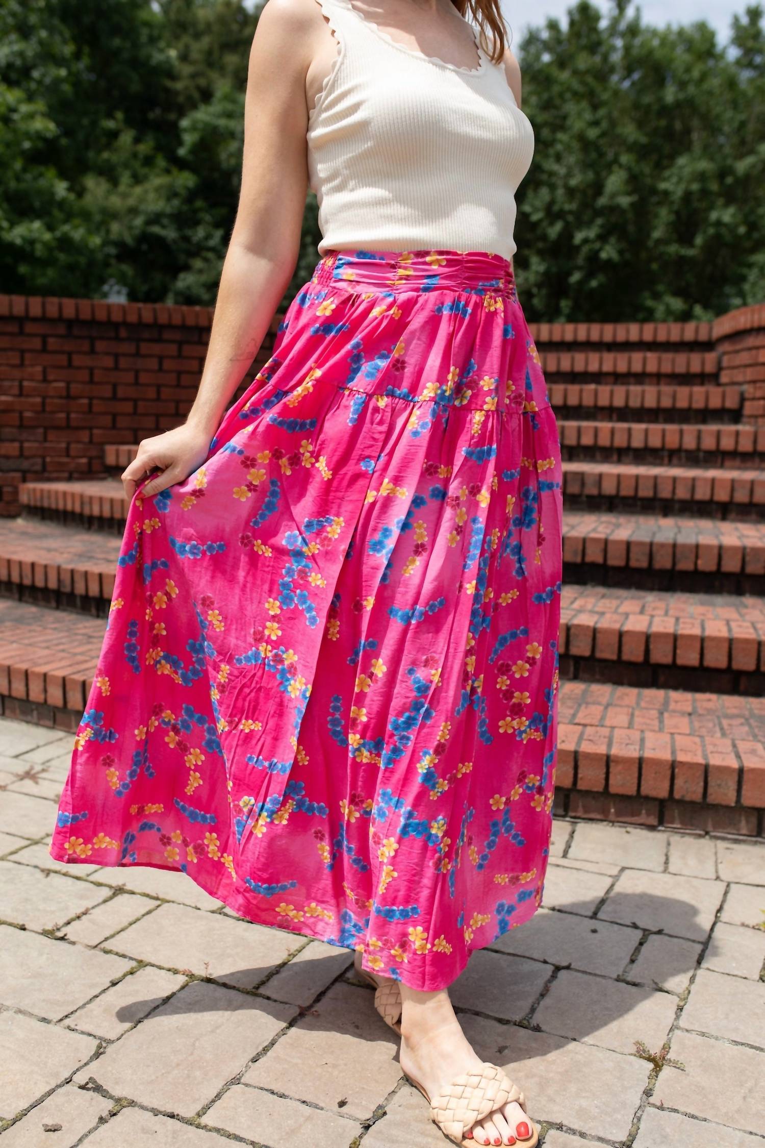 Davi & Dani - Floral Dreams Ruffle Maxi Skirt