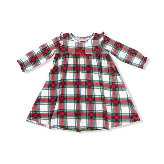 Angel Dear - Girls' Holiday Plaid Loungewear Gown