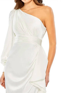 Mac Duggal - One-shoulder Shirred Sheath Cocktail Dress