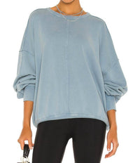 Free People Easy Does It Pullover in bottled blue - women's top