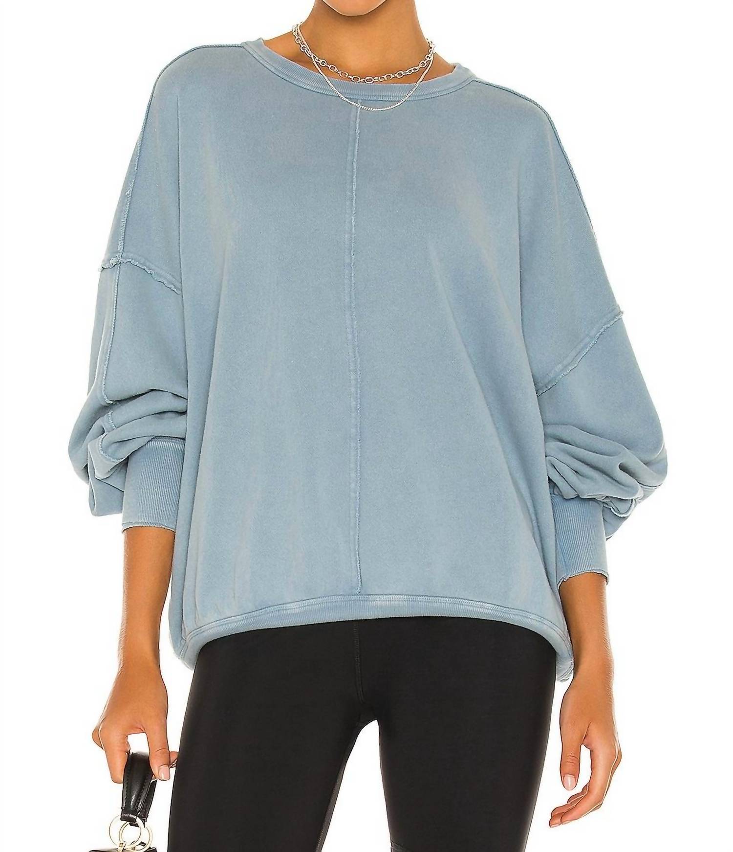 Free People Easy Does It Pullover in bottled blue - women's top