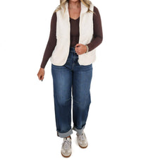 LE LIS Aspen Mock Neck Fleece Vest in cream - women's jacket - alternate view