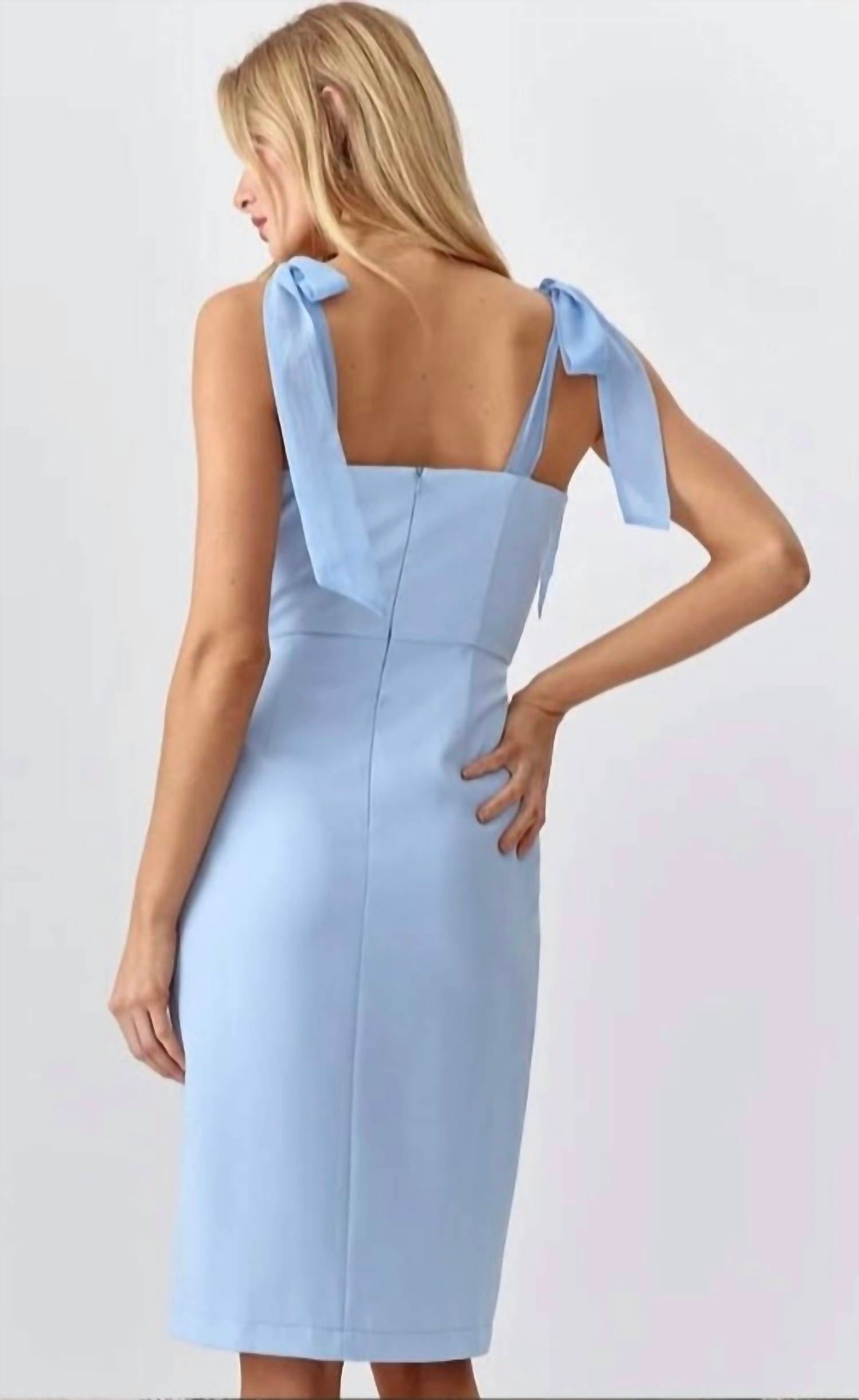 adelyn rae Gia Ribbon Strap Dress in blue - women's dress - detail view