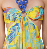America & Beyond - Peru Tropic Lurex Printed Halter Dress