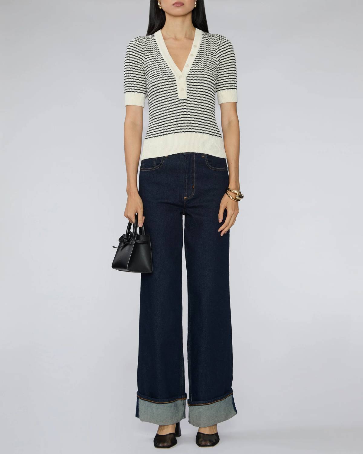 Frame - Stripe V Neck Sweater