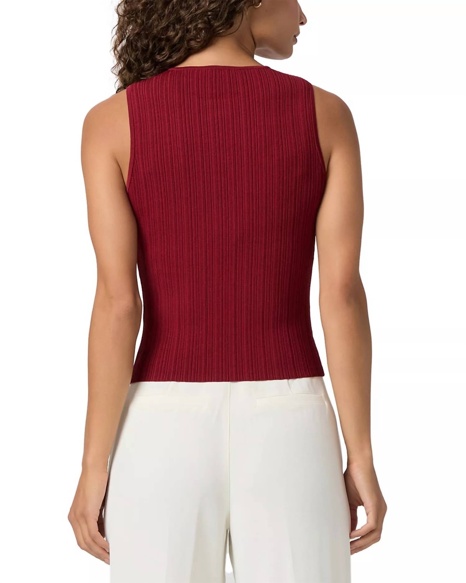 Paige Leira Sweater Tank in cranberry - women's tank top - detail view