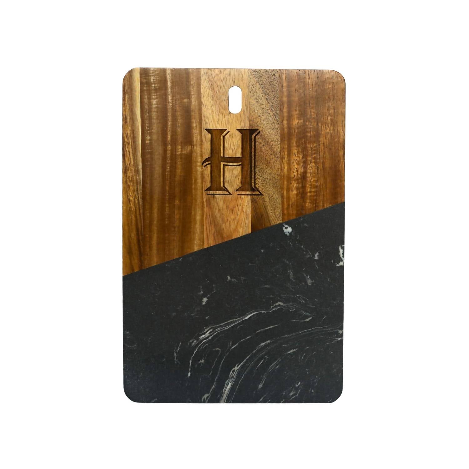Creative Gifts International - Marble and Acacia Wood Rectangular Diagonal Board