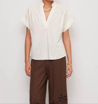 Fifteen Twenty - Women's Olive Short Sleeve V-neck Top