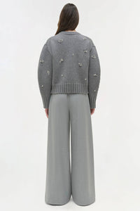 SIMKHAI Coraline Crewneck Sweater in heather grey - women's sweater - detail view