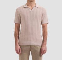 Bugatchi Uomo - Textured Stripe Johnny Collar Short-sleeve Sweater