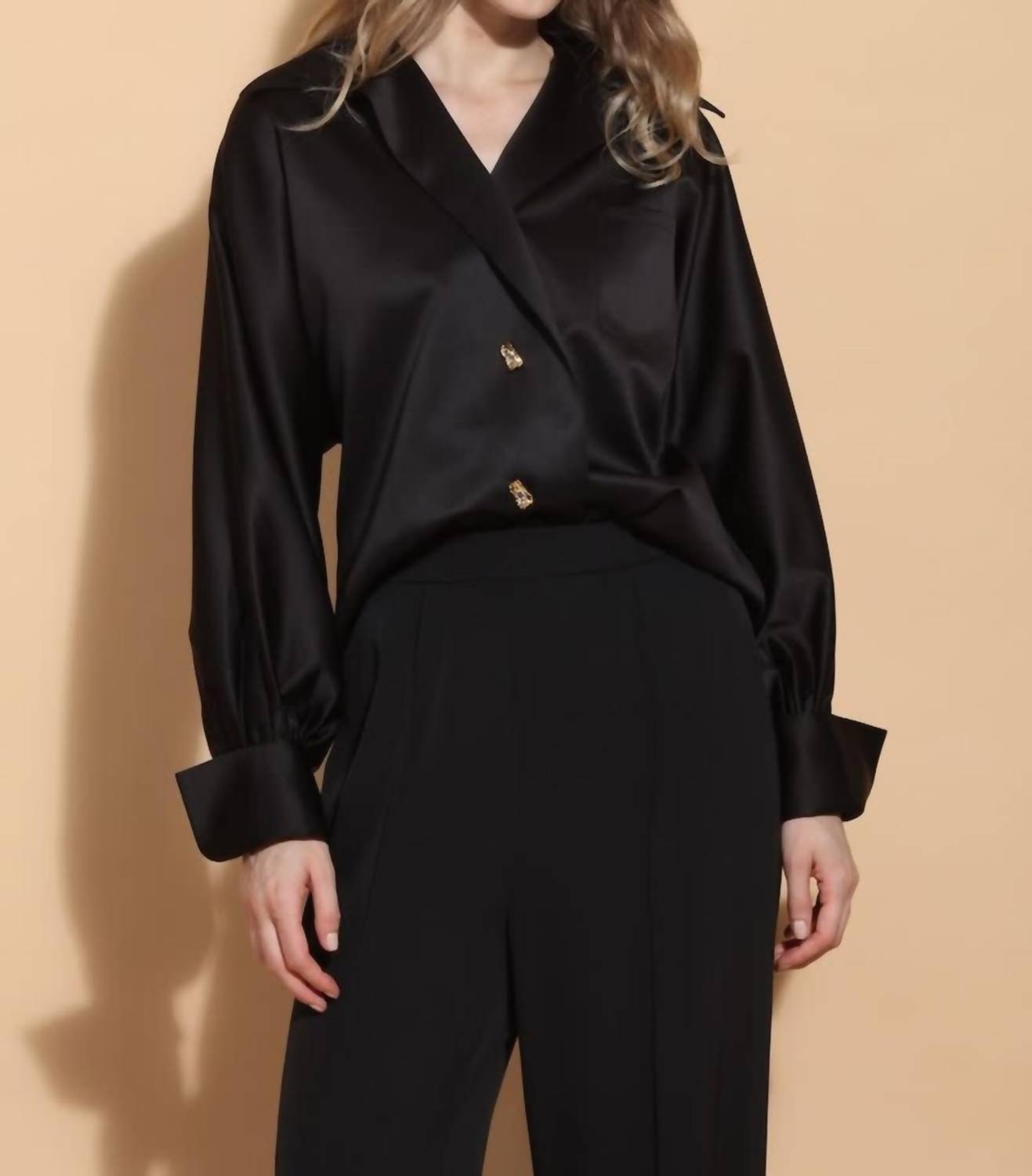 Jessie Liu - Kimberly Shirt With Jewel Button Blouse