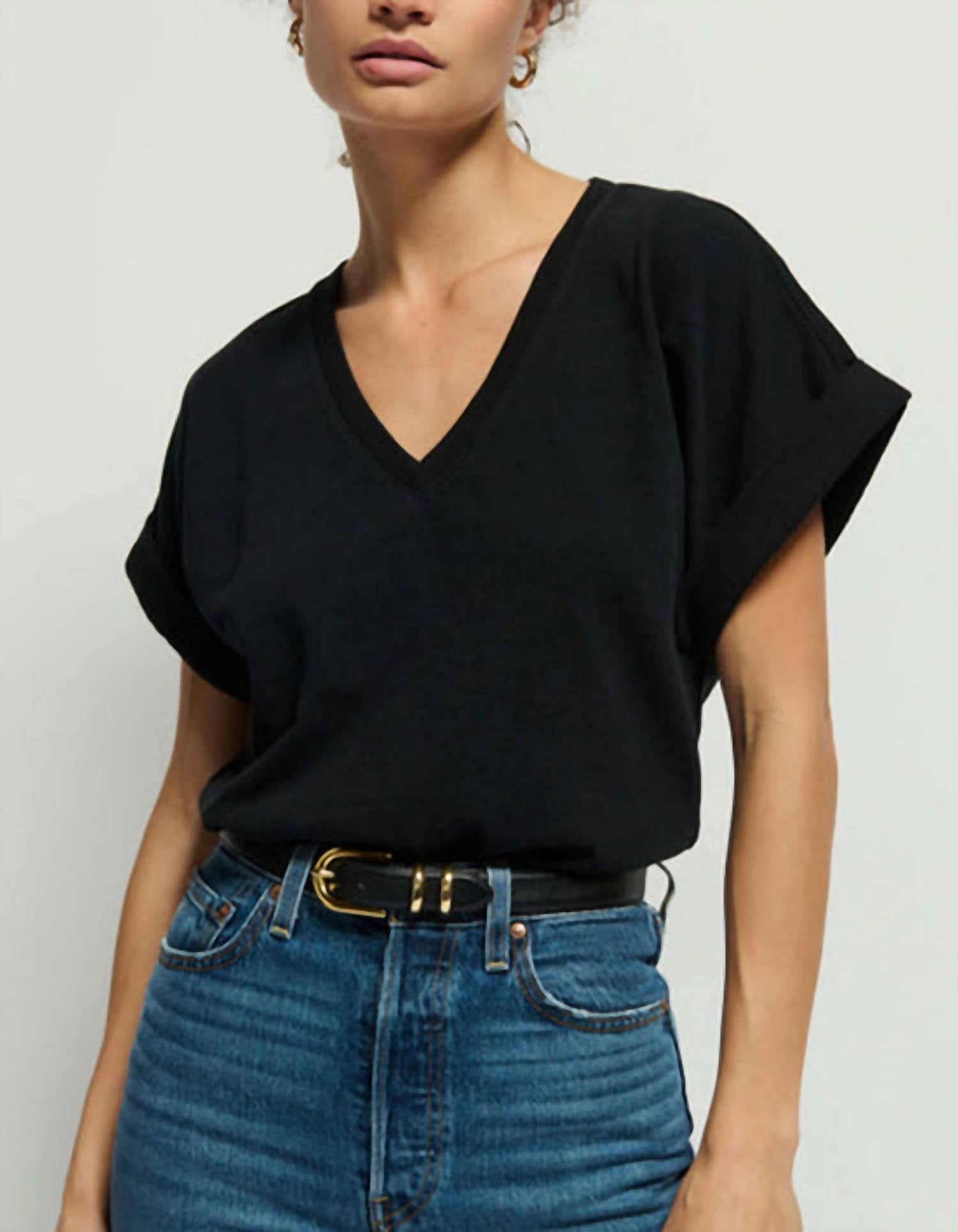 Nation Ltd - Stevie Cuffed V-neck Top