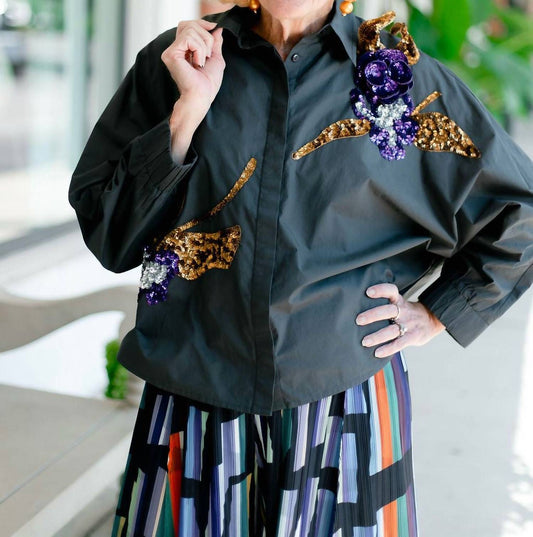 Psophia - Sequin Detail Button Down Shirt