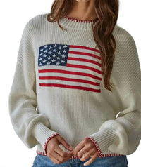 By Together - Knit American Flag Pullover Sweater